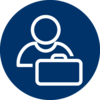 Icon Person mit Koffer im Vordergrund - Icon für Berufsaussichten
