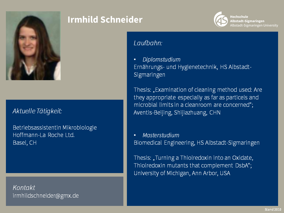 Irmhild Schneider | Biomedical Sciences
